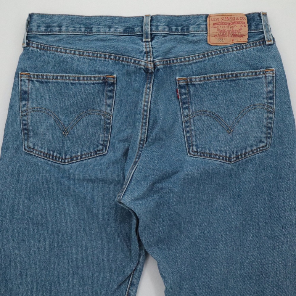 Vintage 90s Levi's 501 Mens 36x30 (31) Blue Straight Leg Button Fly Jeans 0193 - Picture 2 of 14